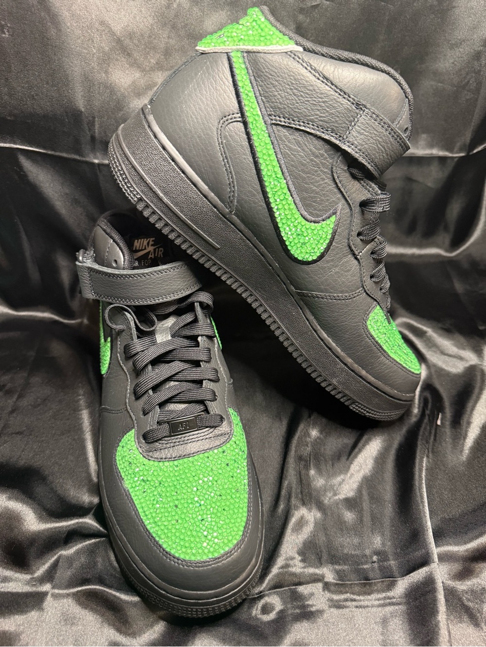 Nike Black High-Top Sneakers with Neon Green Detailing